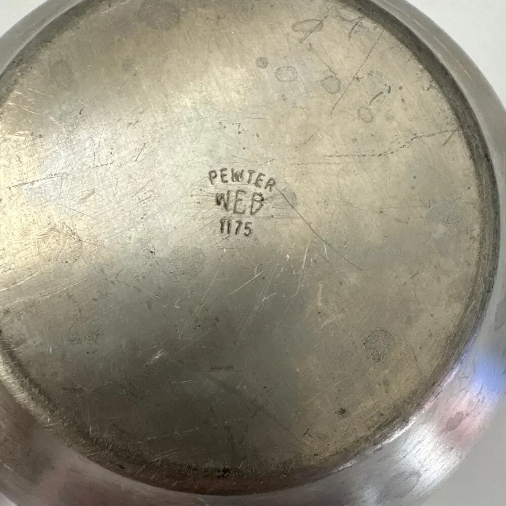 VTG Web Pewter 1175 Double Spout Butter Brandy Candy Warmer Wood Handle - Picture 6 of 12